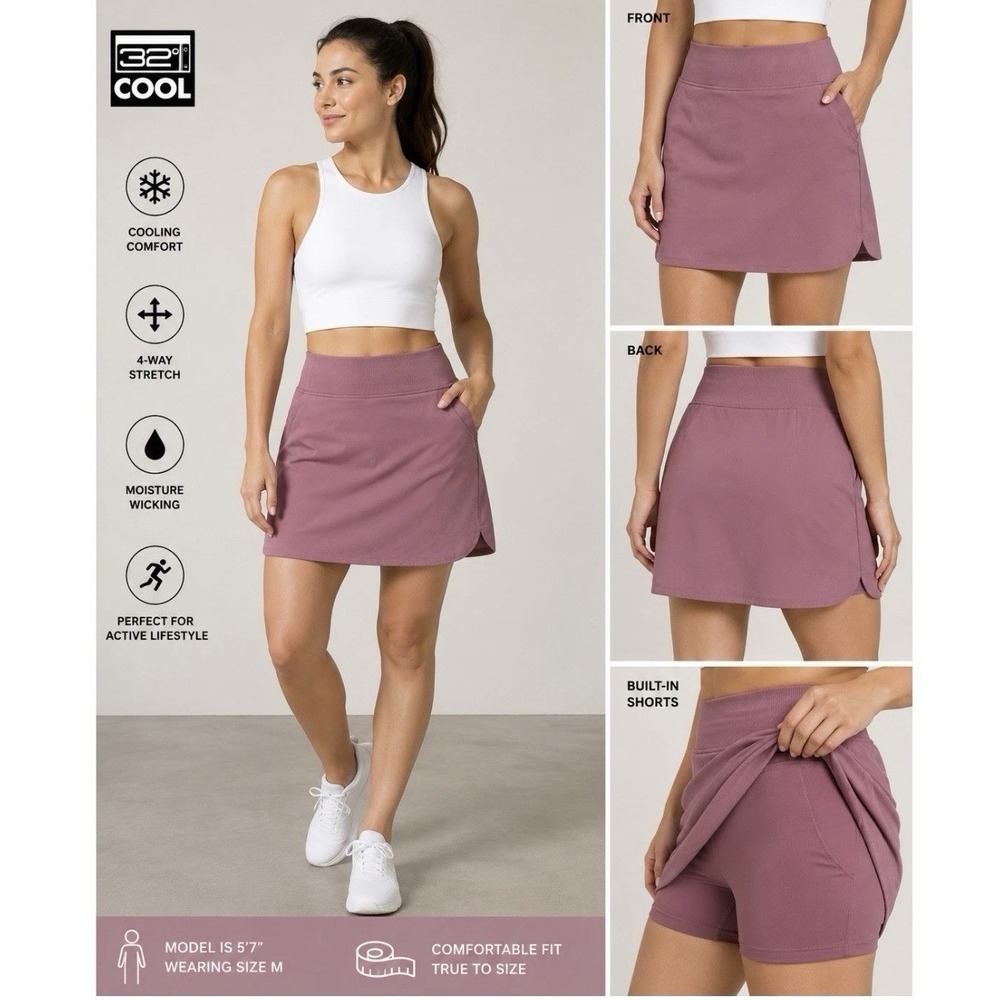 32 Degrees Cool Womens Size M Rose Mauve Active Skort Athleisure  Pockets
